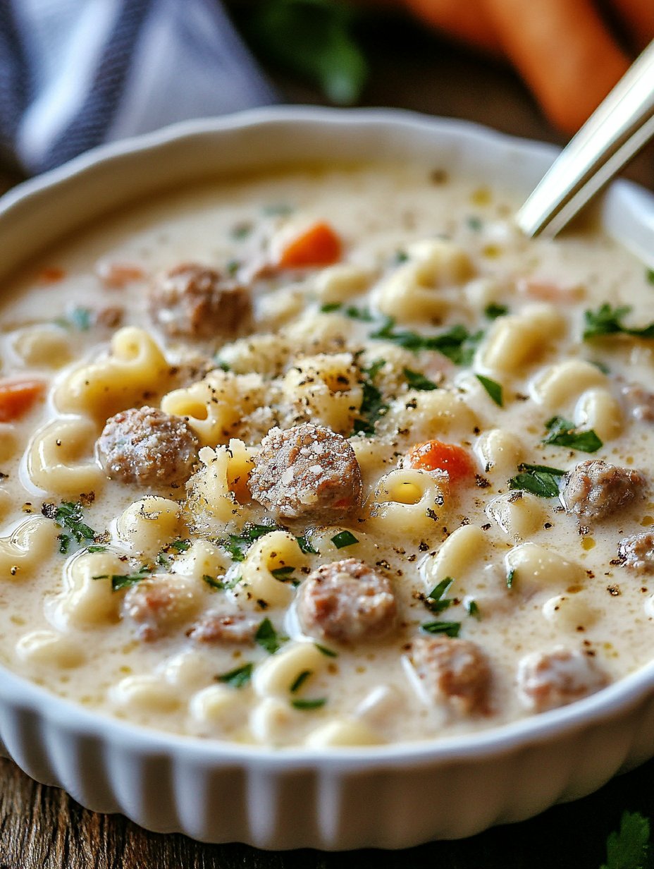 Creamy Parmesan Italian Sausage Ditalini Soup Recipe