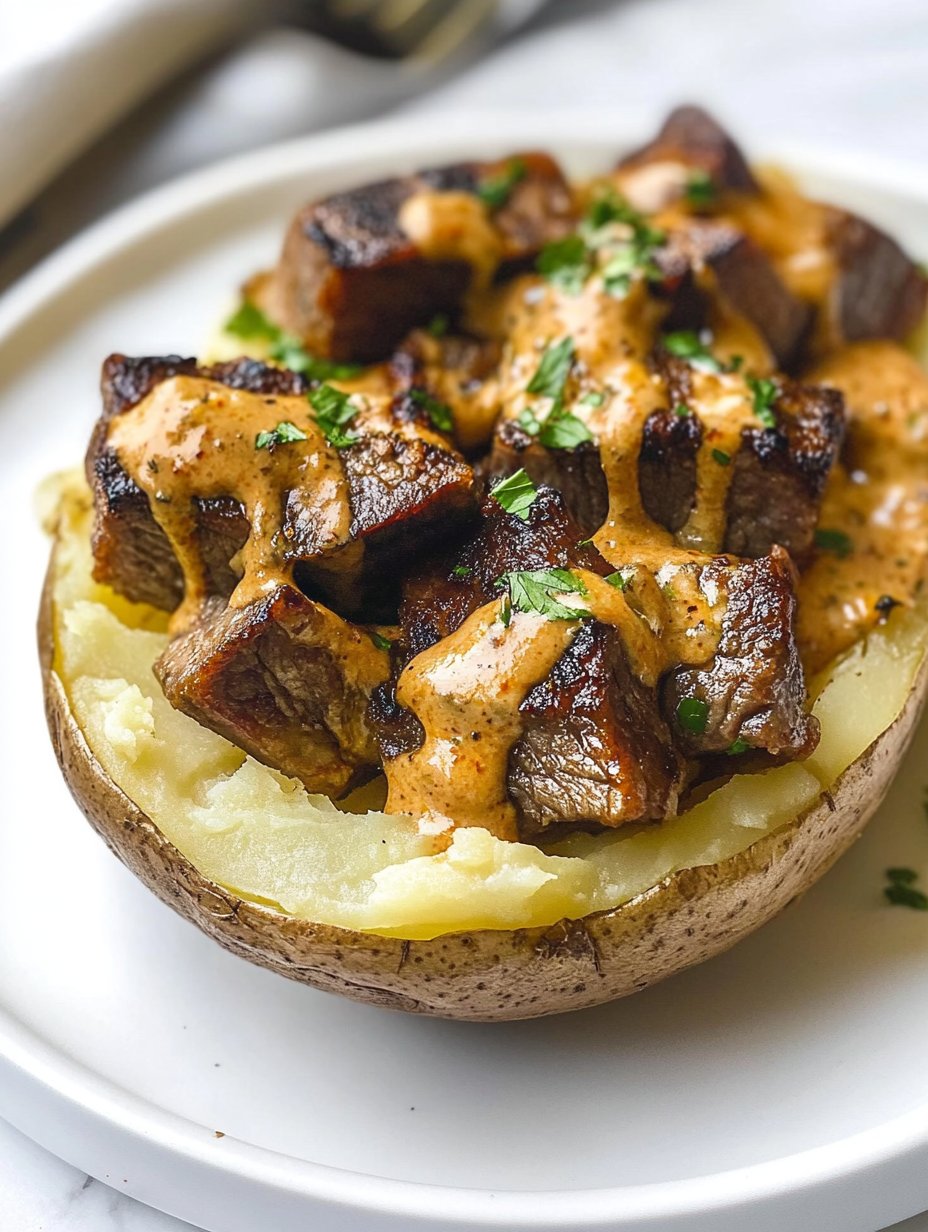 Loaded Baked Potato with Steak Bites Recipe