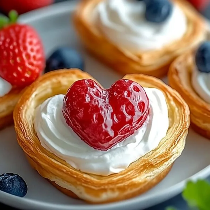 Flaky Strawberry Cream Cheese Heart Puffs – Easy Valentine’s Day Dessert