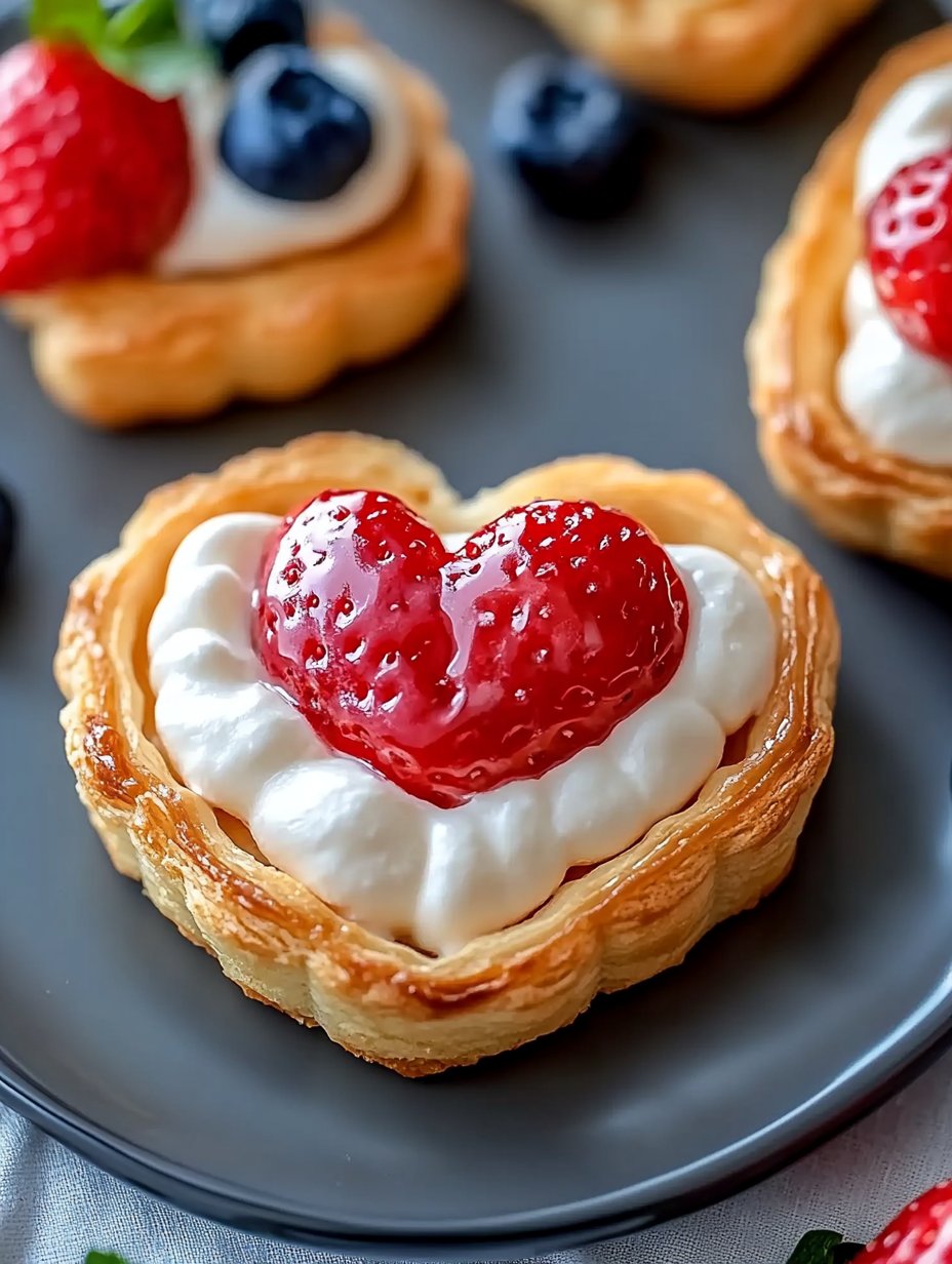 Flaky Strawberry Cream Cheese Heart Puffs – Easy Valentine’s Day Dessert