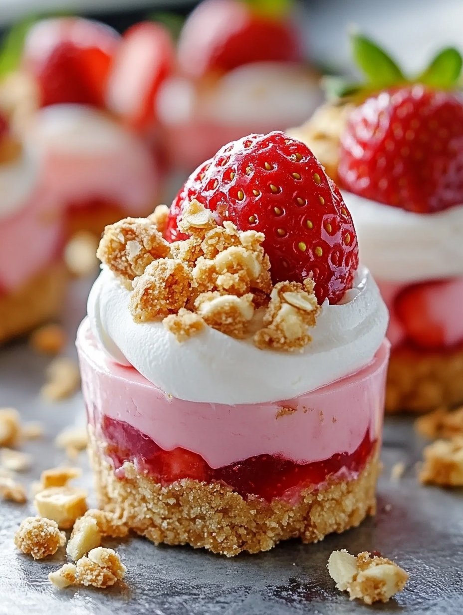 No Bake Mini Strawberry Banana Cheesecakes - Easy Recipe