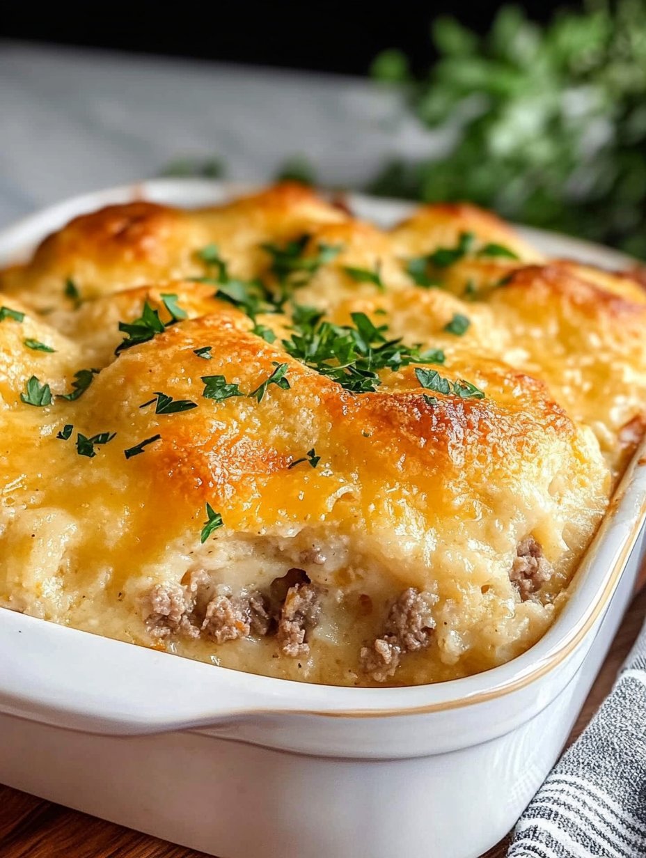 Easy Cheddar Bay Ground Beef Cobbler Recipe