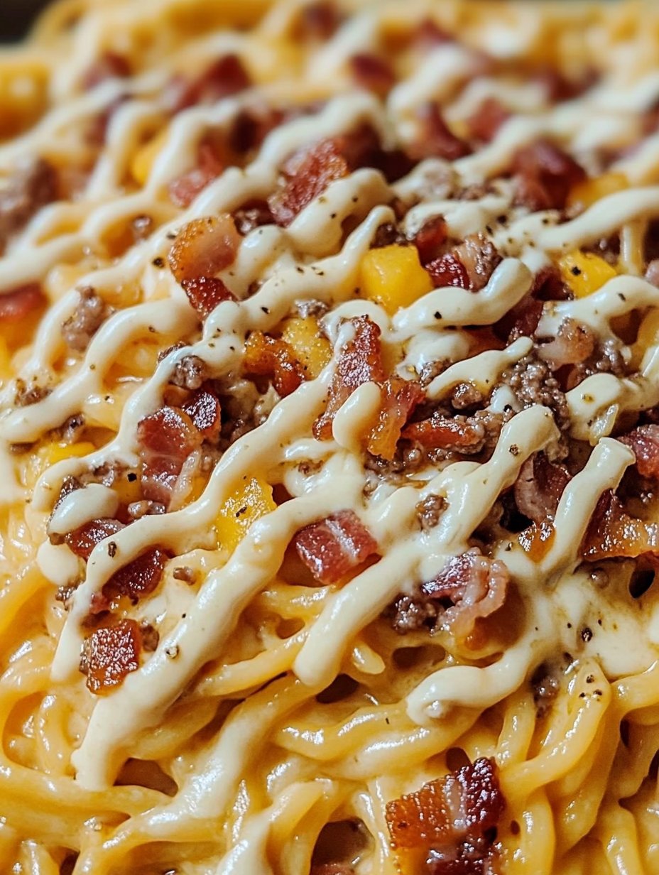 Creamy Loaded Bacon Cheeseburger Pasta Recipe