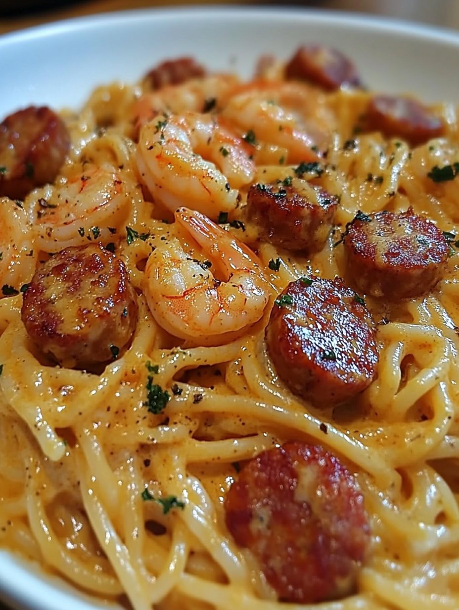 Creamy Cajun Sausage and Shrimp Pasta Recipe