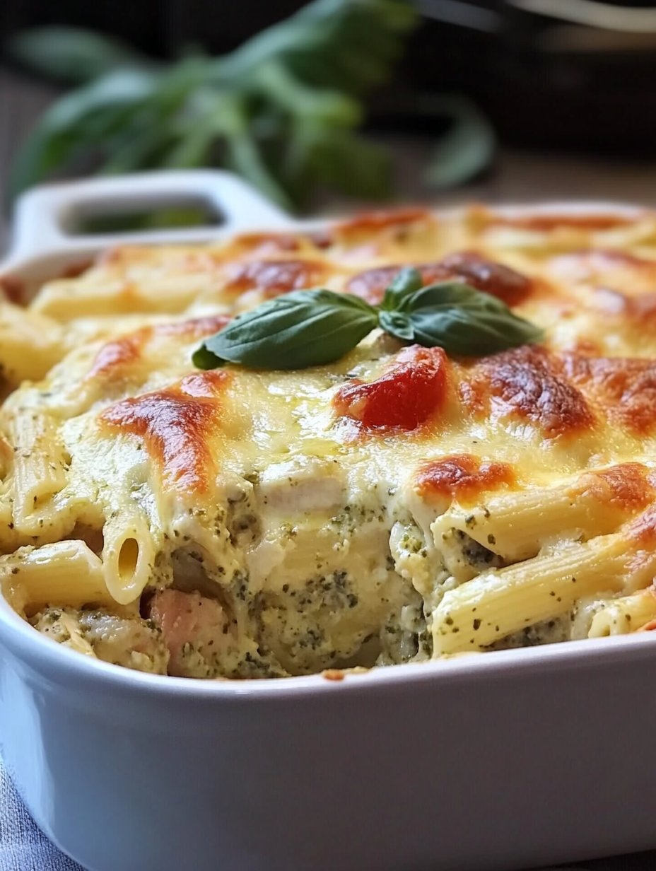 Creamy Pesto Chicken Pasta Bake Recipe