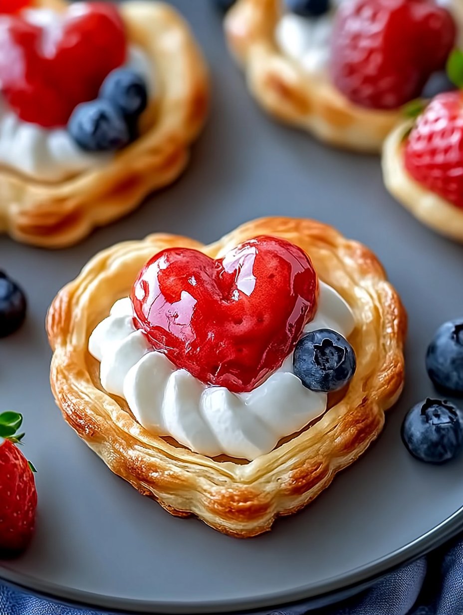 Flaky Strawberry Cream Cheese Heart Puffs – Easy Valentine’s Day Dessert