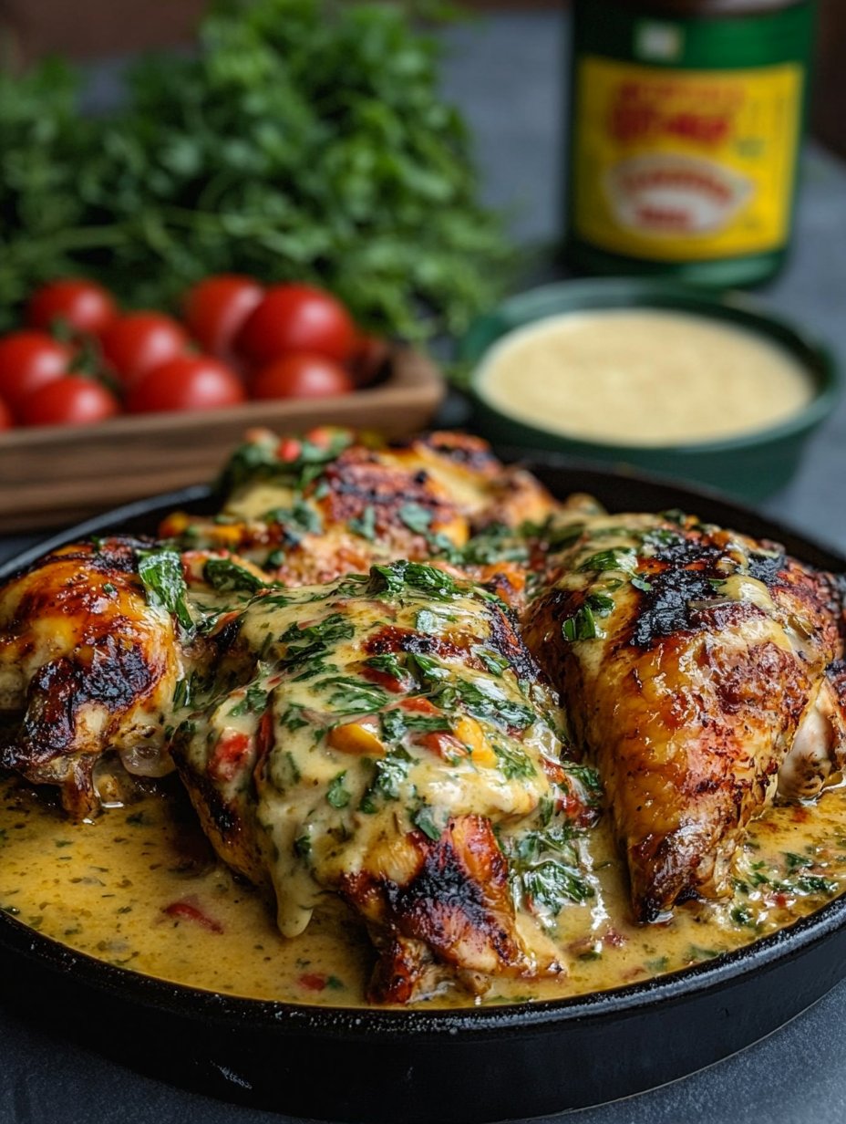 Grilled Stuffed Chicken with Cream Sauce - A Gourmet Delight