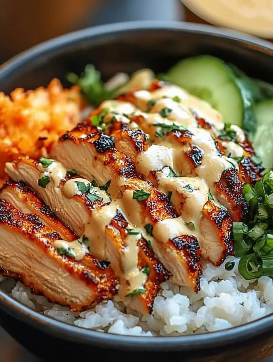 Chicken & Rice Bowls with Creamy Garlic Sauce Recipe