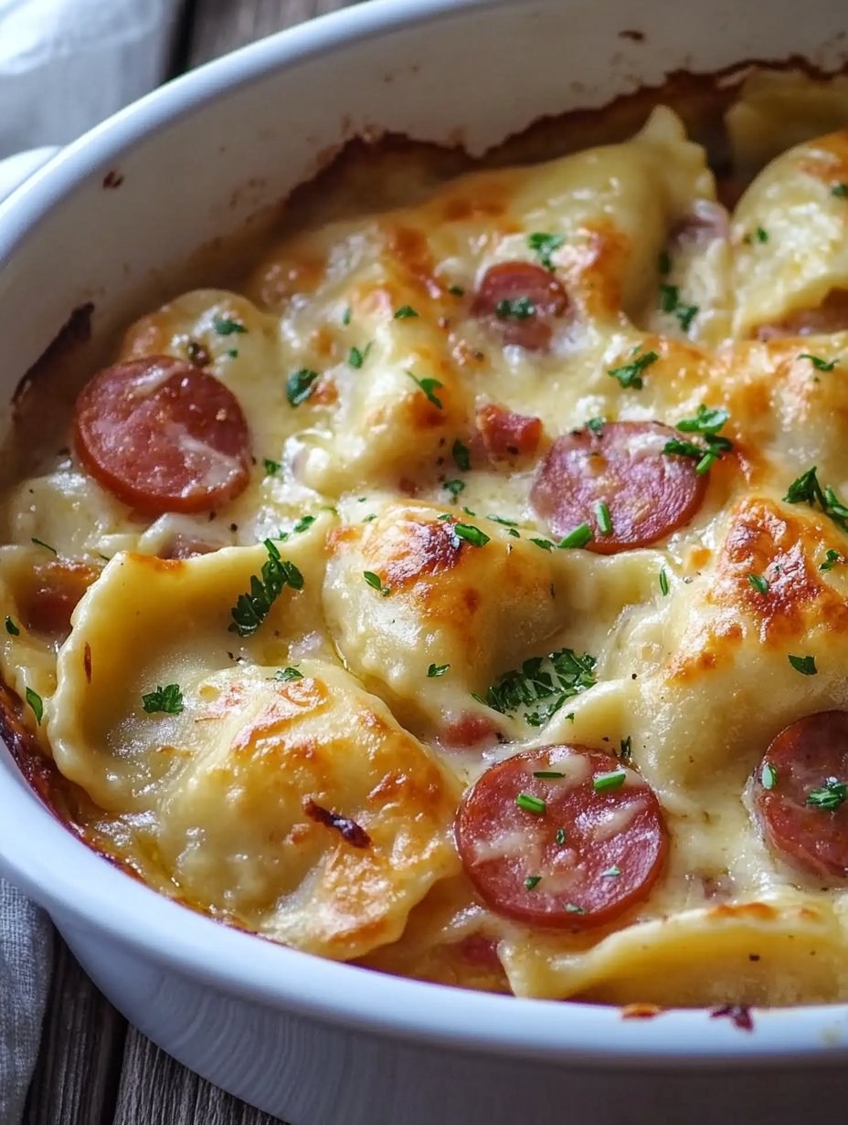 Warm Crockpot Pierogi Casserole with Kielbasa Recipe