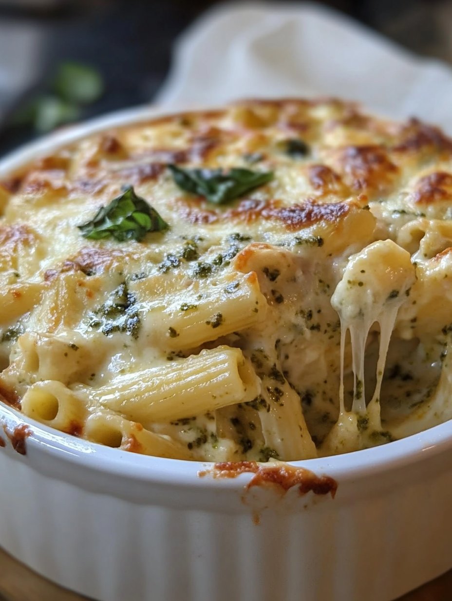 Creamy Pesto Chicken Pasta Bake Recipe