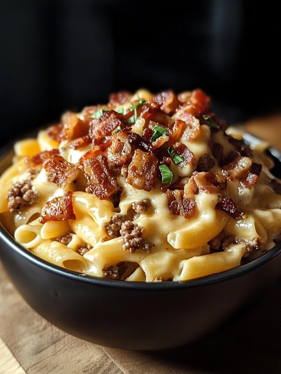 Creamy Loaded Bacon Cheeseburger Pasta Recipe