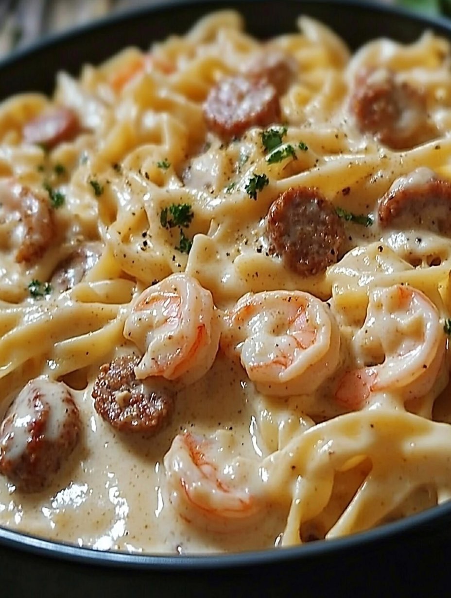 Creamy Cajun Sausage and Shrimp Pasta Recipe