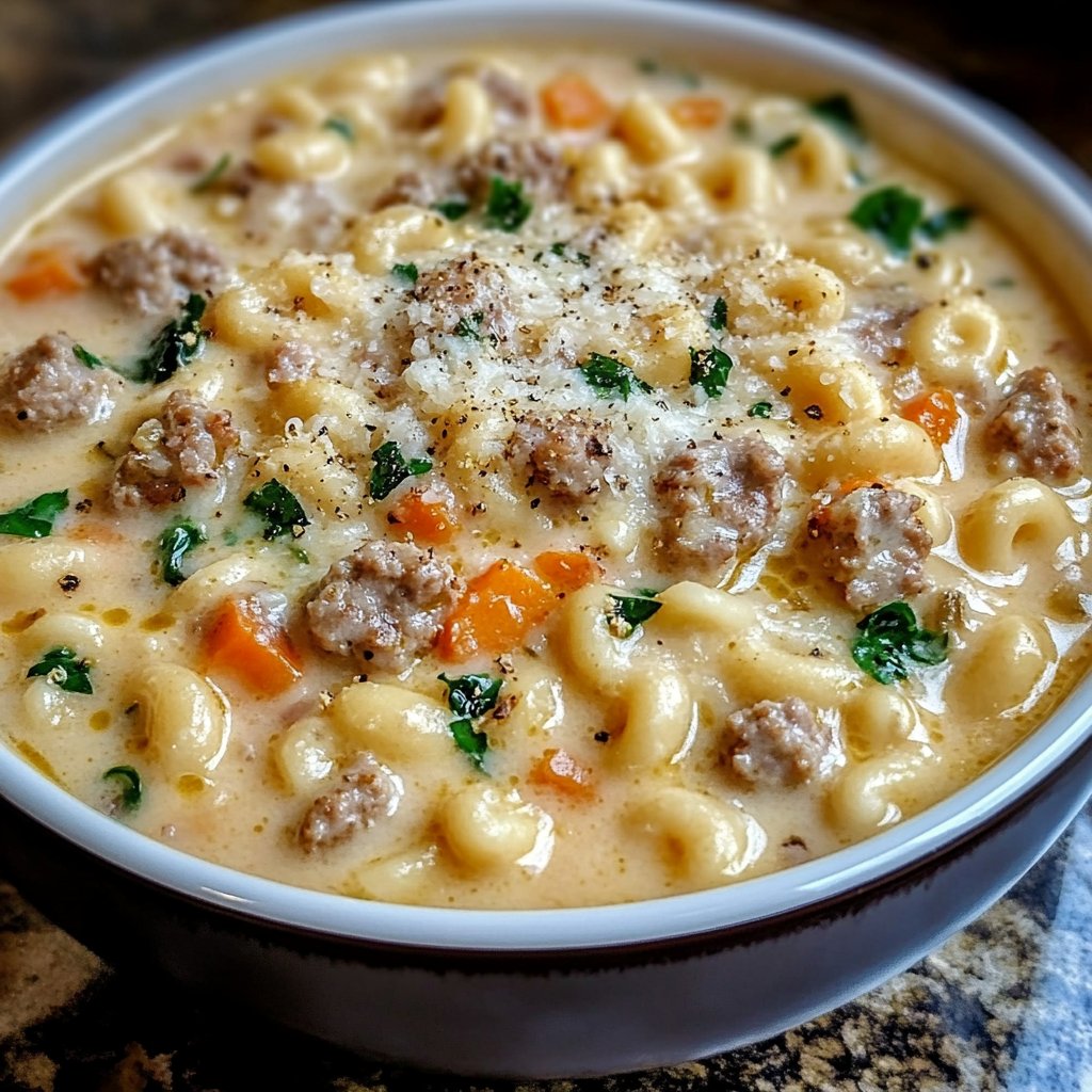 Creamy Parmesan Italian Sausage Ditalini Soup Recipe