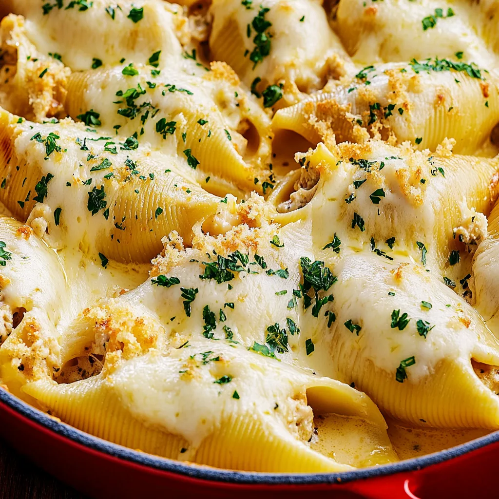 Garlic Butter Chicken Alfredo Stuffed Shells