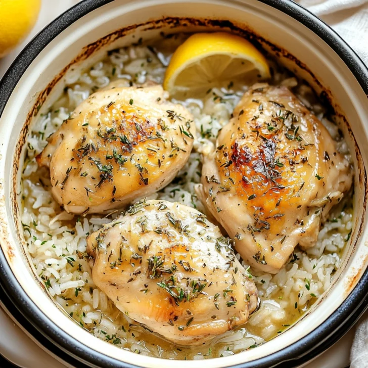 Slow Cooker Lemon Herb Chicken and Rice
