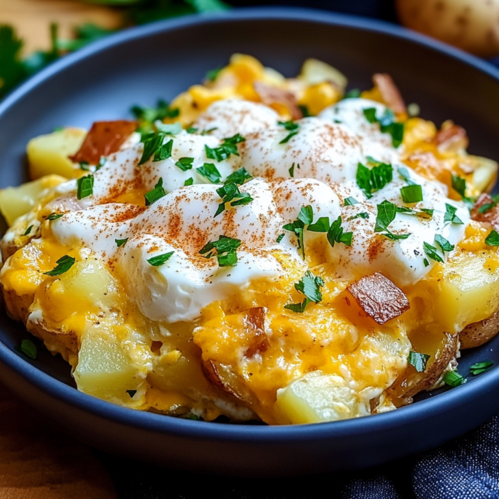 Cheesy Potato Egg Scramble;