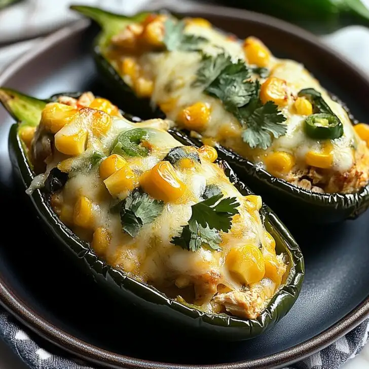 Cheesy Chicken and Corn Stuffed Poblano Peppers Recipe
