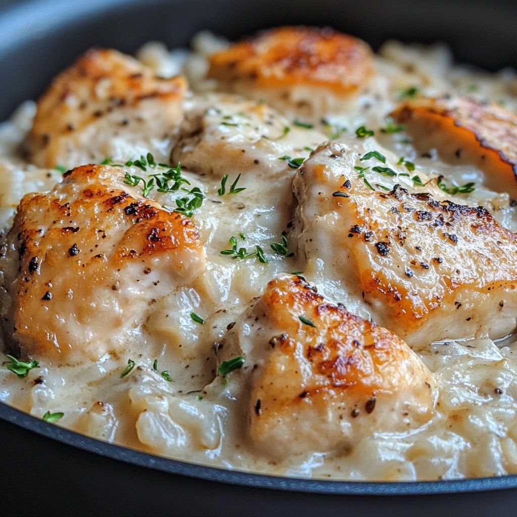 One-Pan Creamy Parmesan Chicken & Rice Recipe