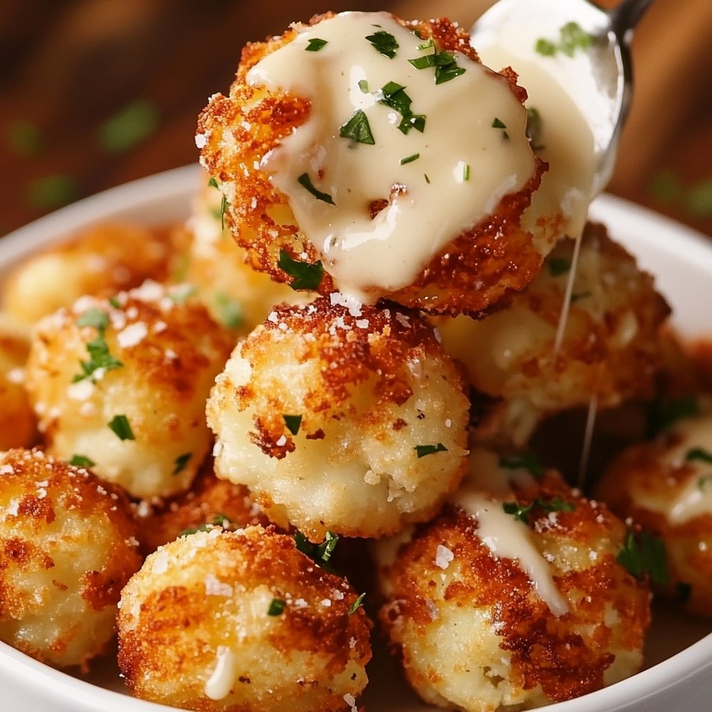 Crispy Baked Cauliflower Bites with Garlic Sauce Recipe