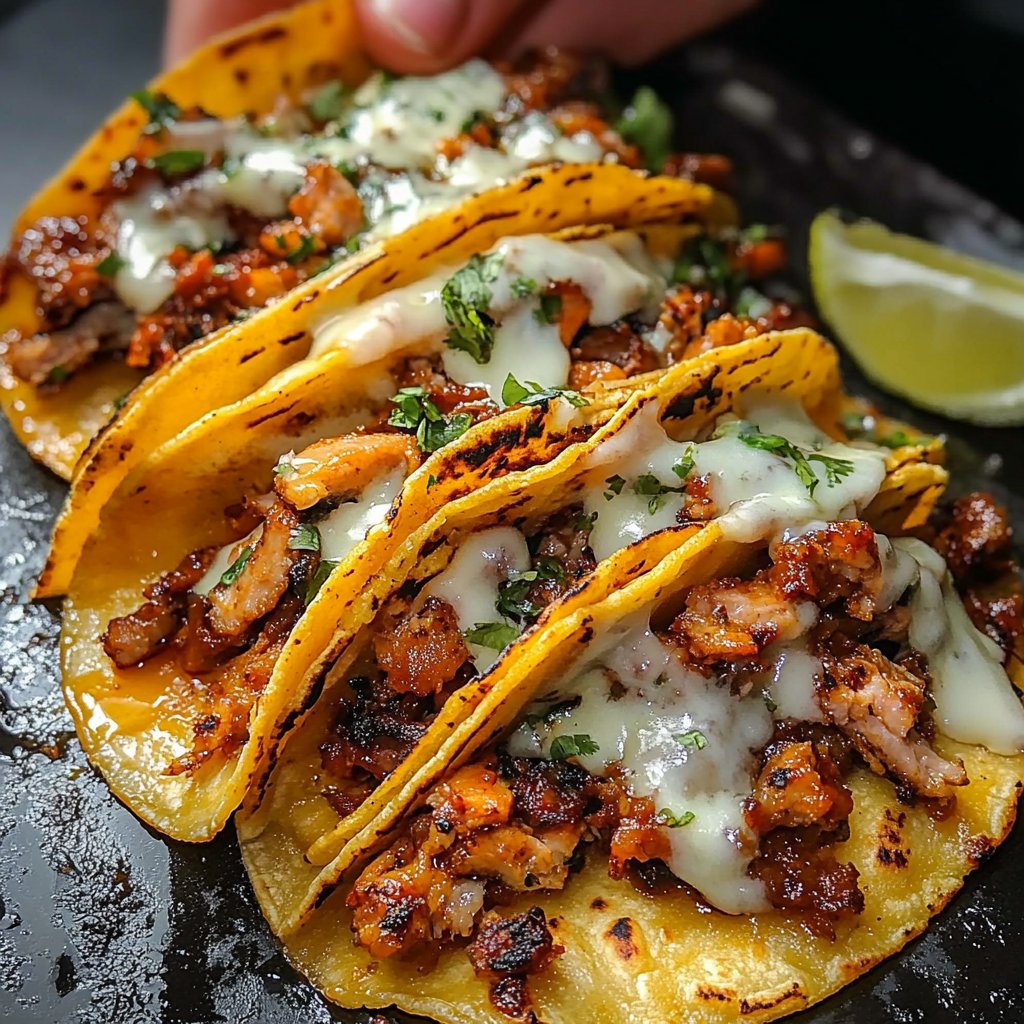 Cheesy Tacos Al pastor: Deliciously Savory Fiesta