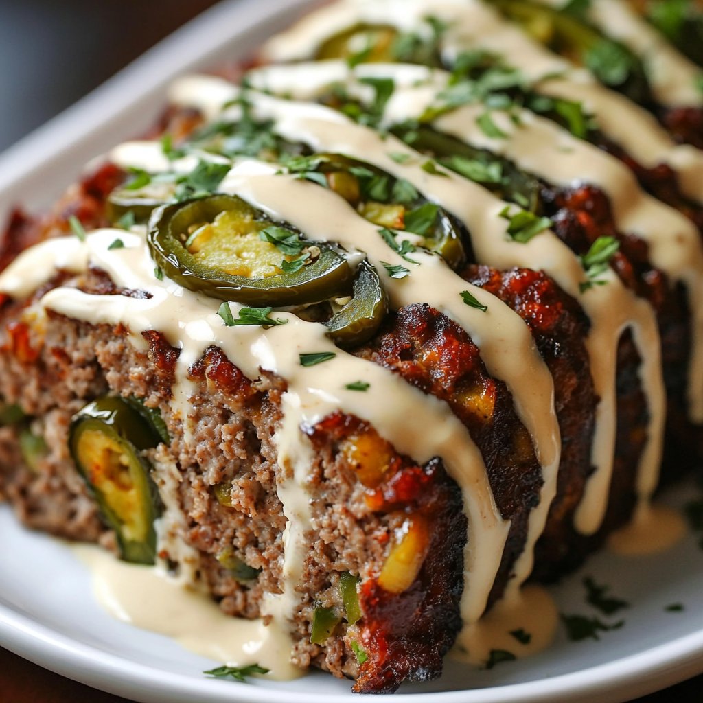 Smoky Jalapeno Popper Meatloaf with Ranch Drizzle