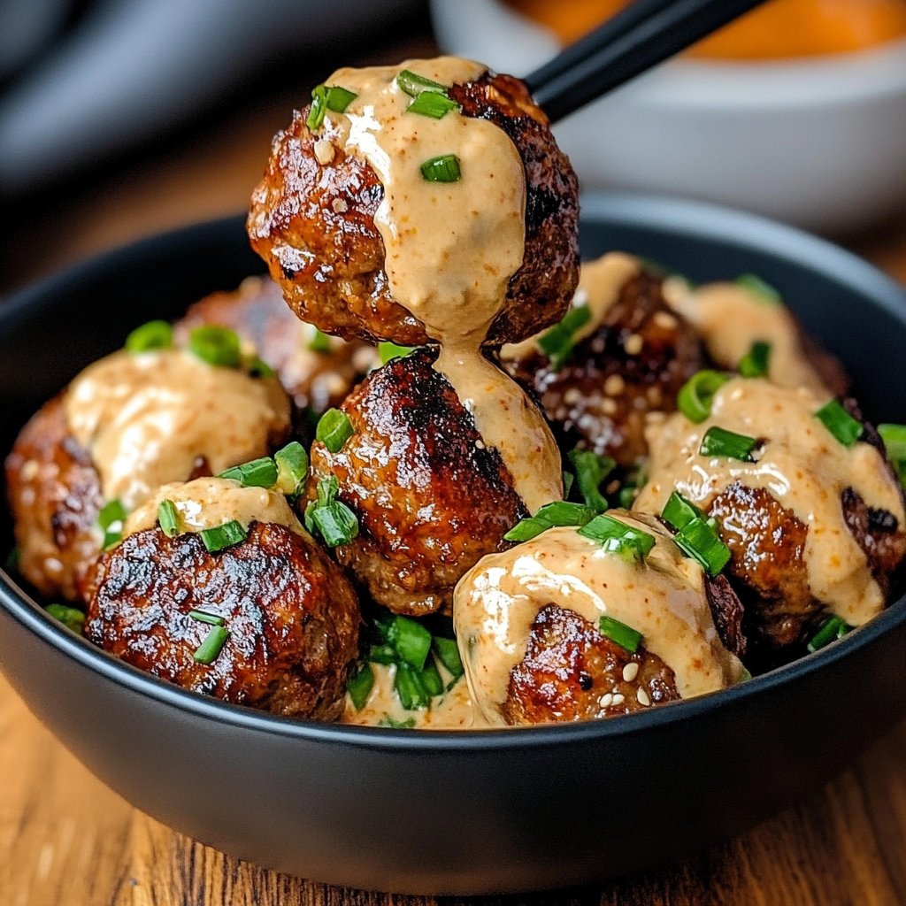 Korean BBQ Meatballs with Spicy Mayo Dip Recipe