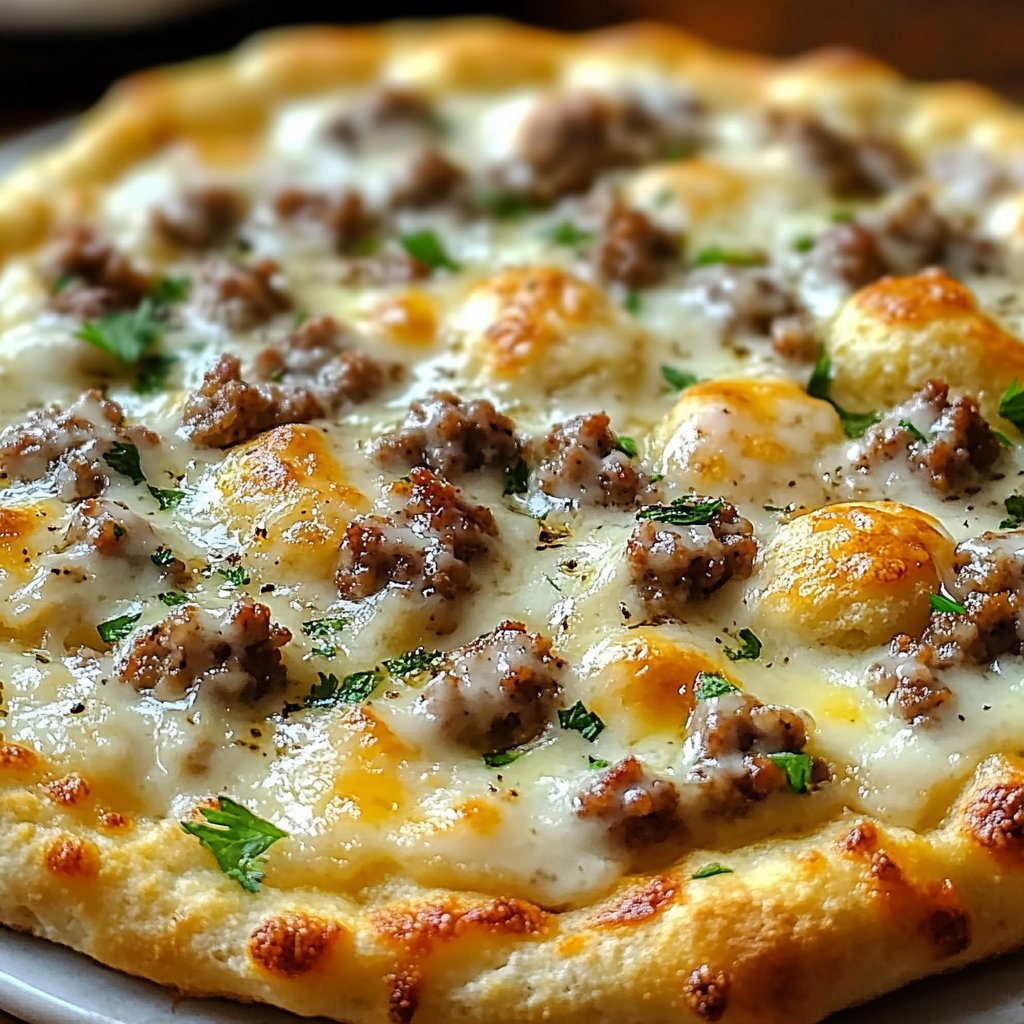 Biscuits and Sausage Gravy Breakfast Pizza Recipe