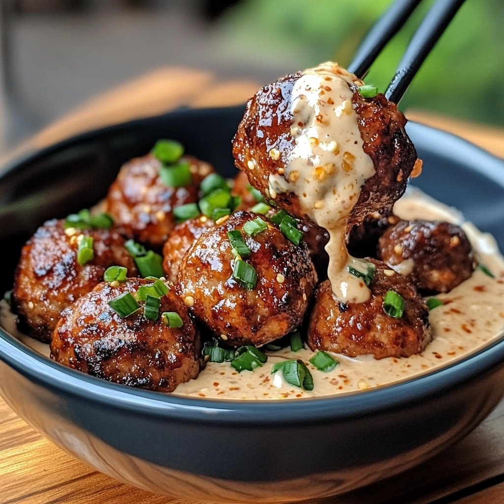 Korean BBQ Meatballs with Spicy Mayo Dip Recipe