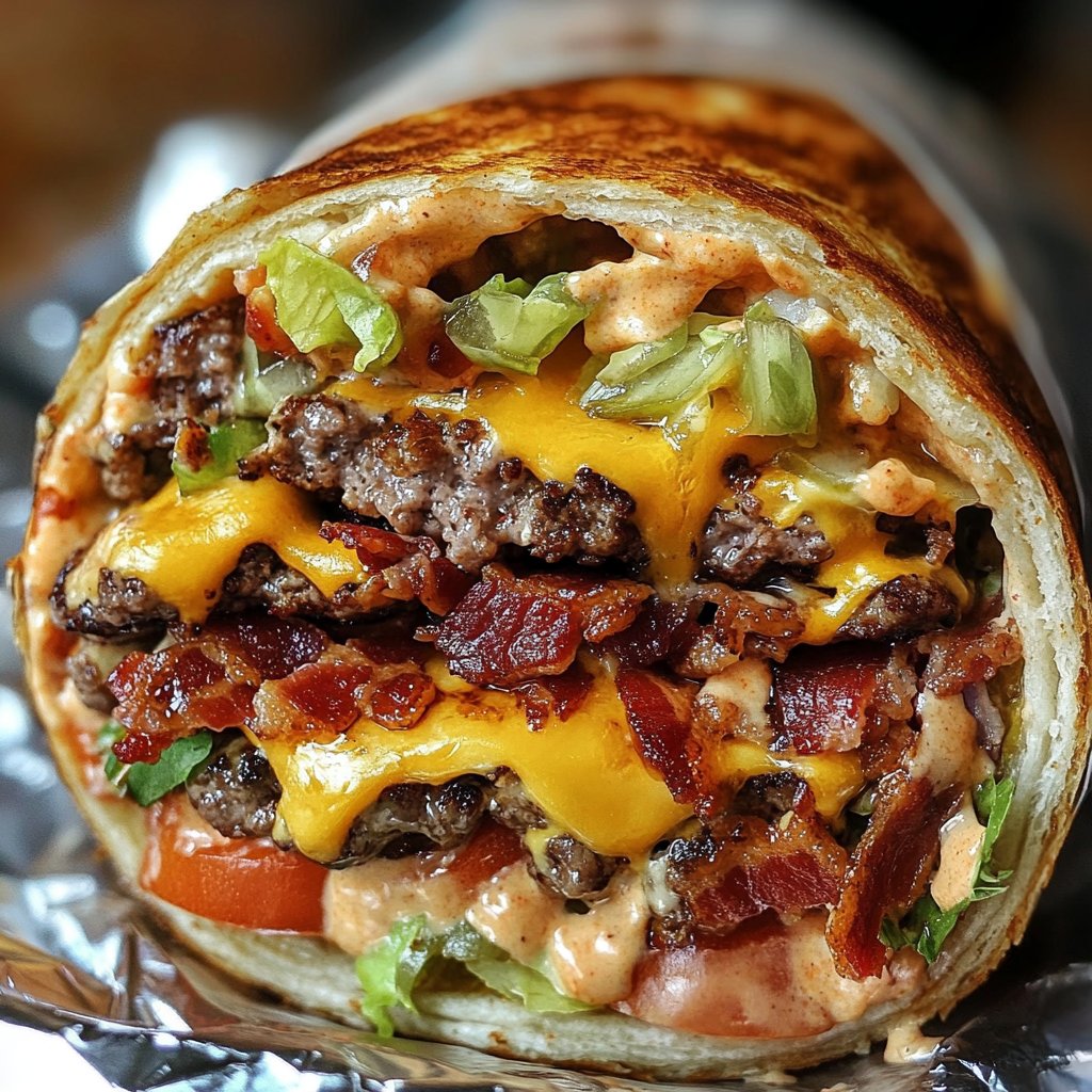 HUGE BACON CHEESEBURGER BURRITO - Ultimate Comfort Food