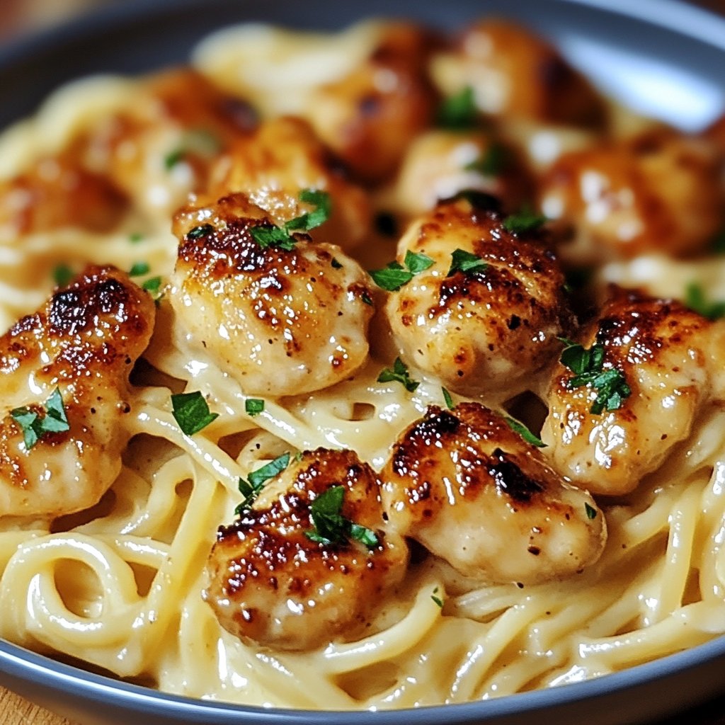 Garlic Butter Chicken Bites with Parmesan Pasta Recipe