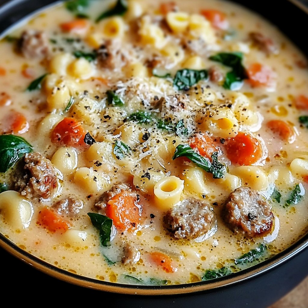 Creamy Parmesan Italian Sausage Ditalini Soup Recipe