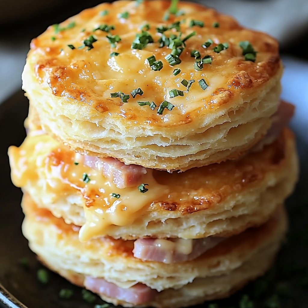 Savory Ham and Cheese Butter Biscuits Fluffy Recipe