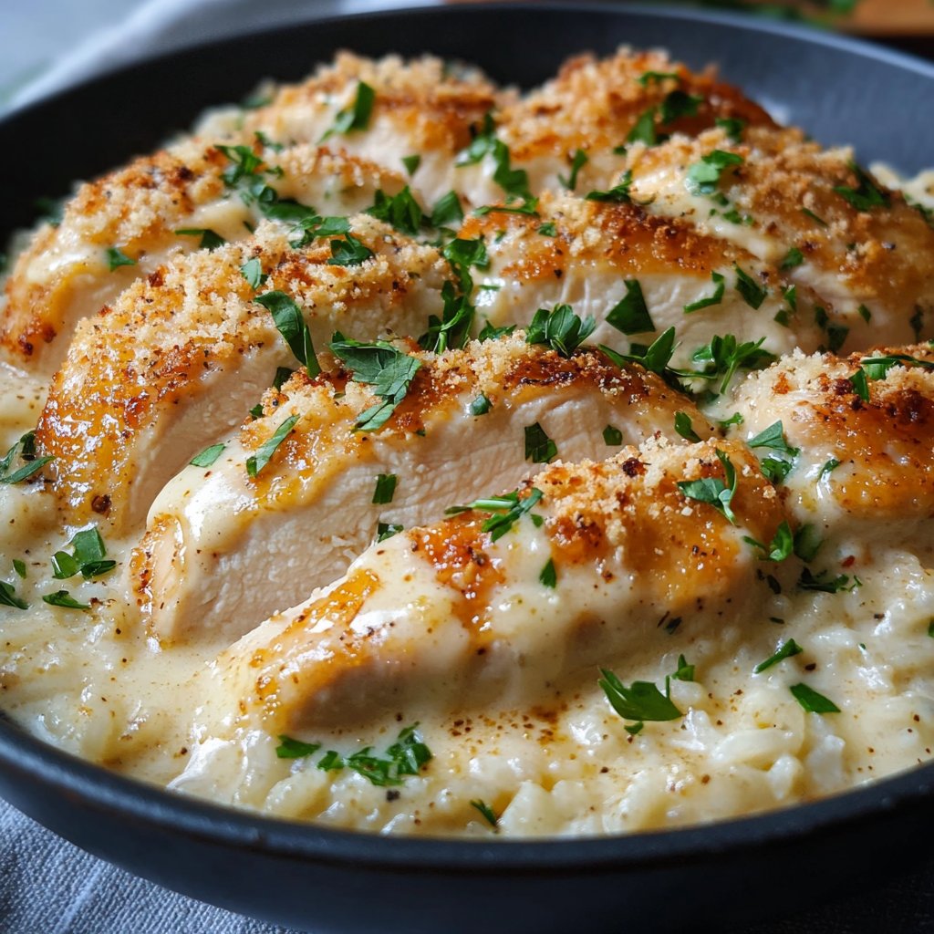 One-Pan Creamy Parmesan Chicken & Rice Recipe