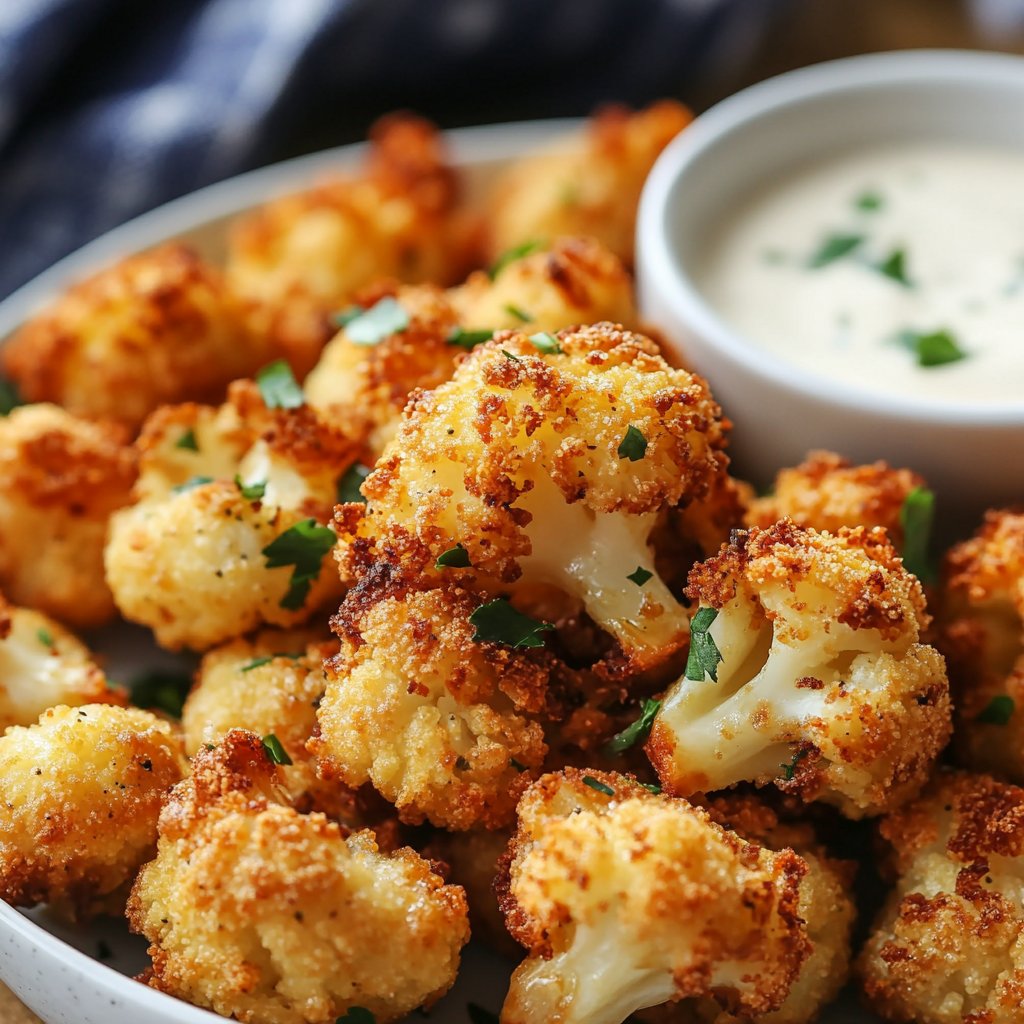 Crispy Baked Cauliflower Bites with Garlic Sauce Recipe