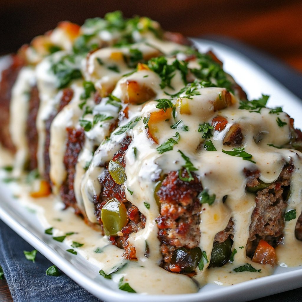 Smoky Jalapeno Popper Meatloaf with Ranch Drizzle