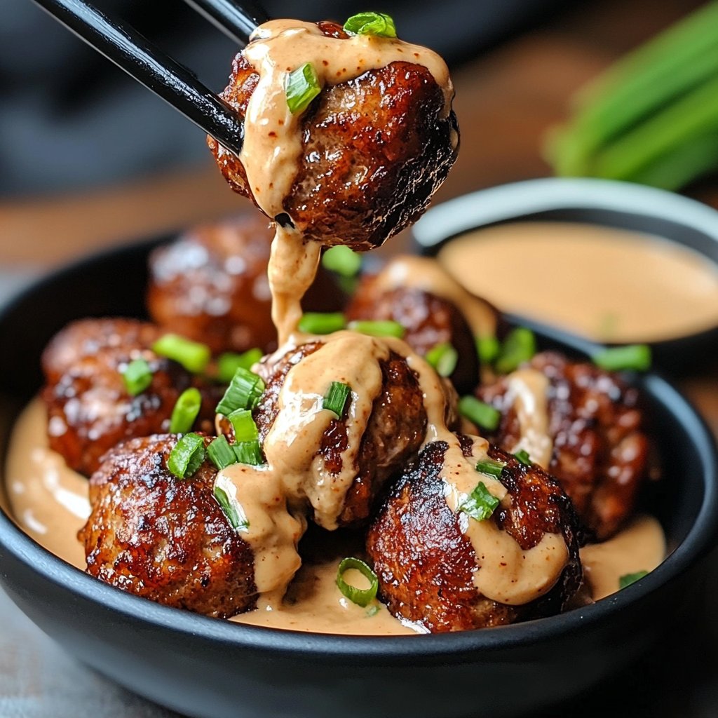 Korean BBQ Meatballs with Spicy Mayo Dip Recipe