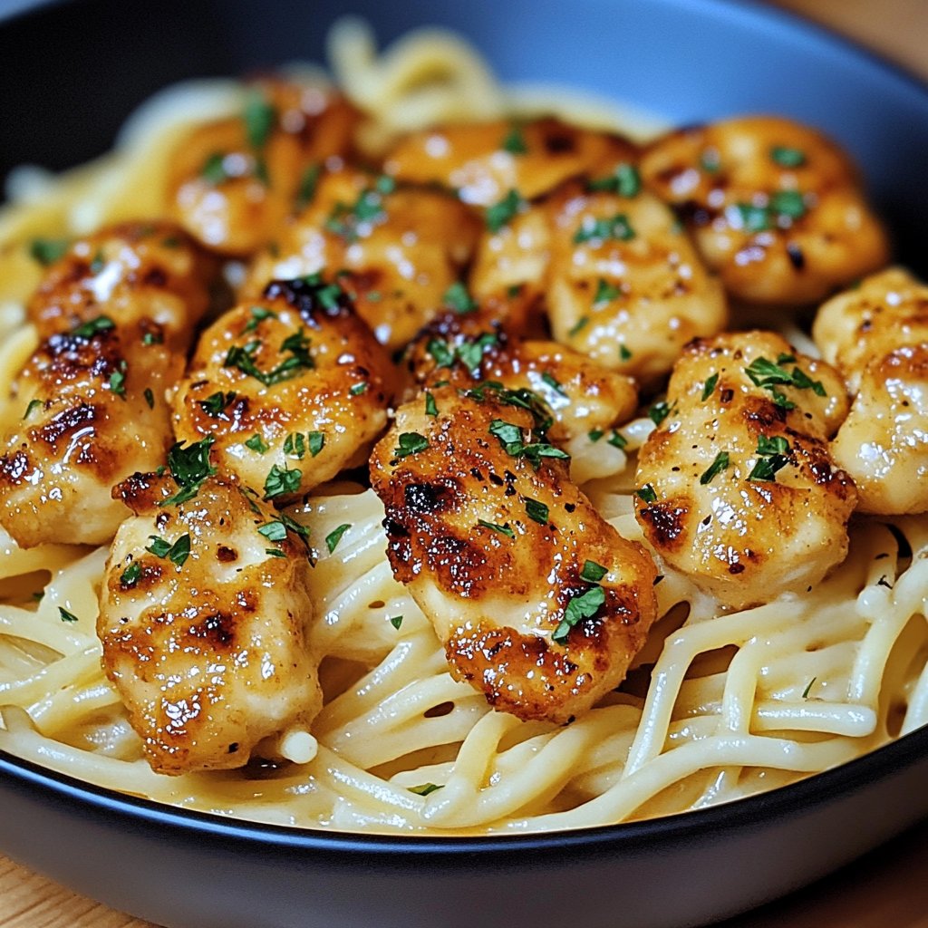 Garlic Butter Chicken Bites with Parmesan Pasta Recipe