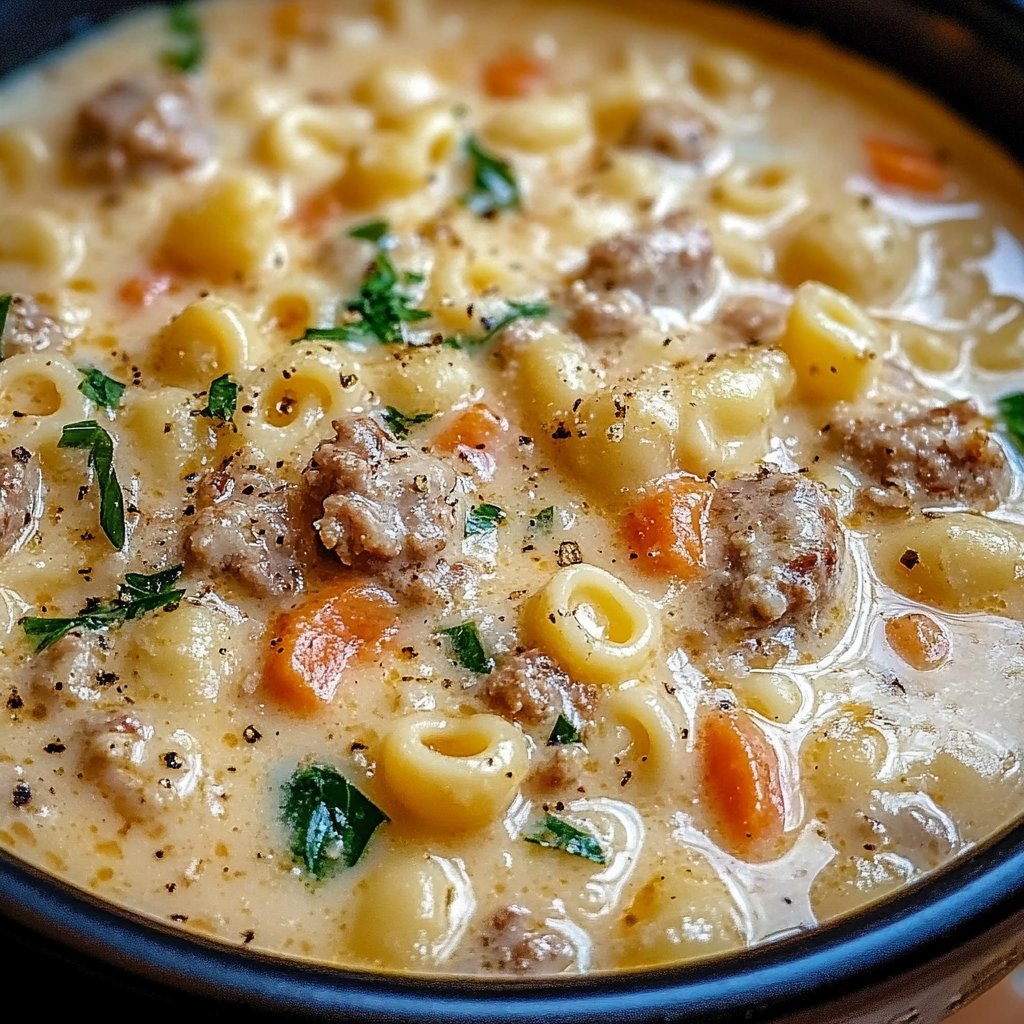 Creamy Parmesan Italian Sausage Ditalini Soup Recipe