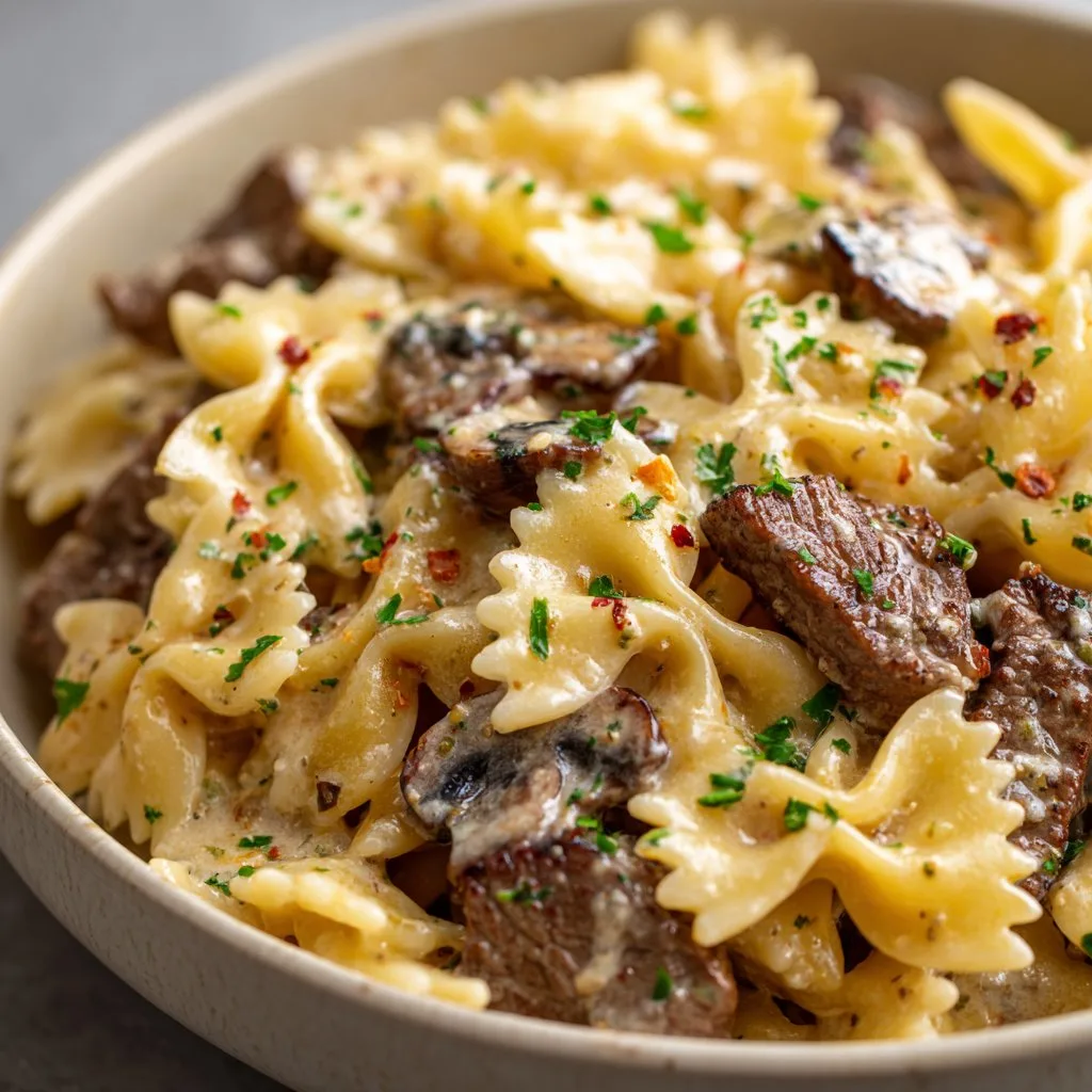 Creamy Beef and Bowtie Pasta