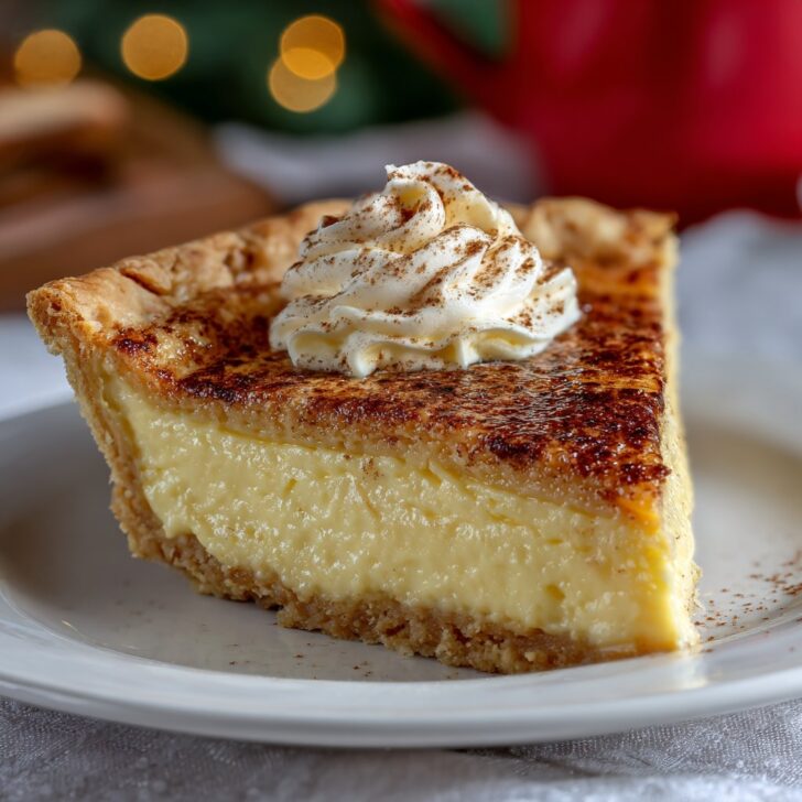 Christmas Eve Cinnamon-Vanilla Creamy Custard Pie