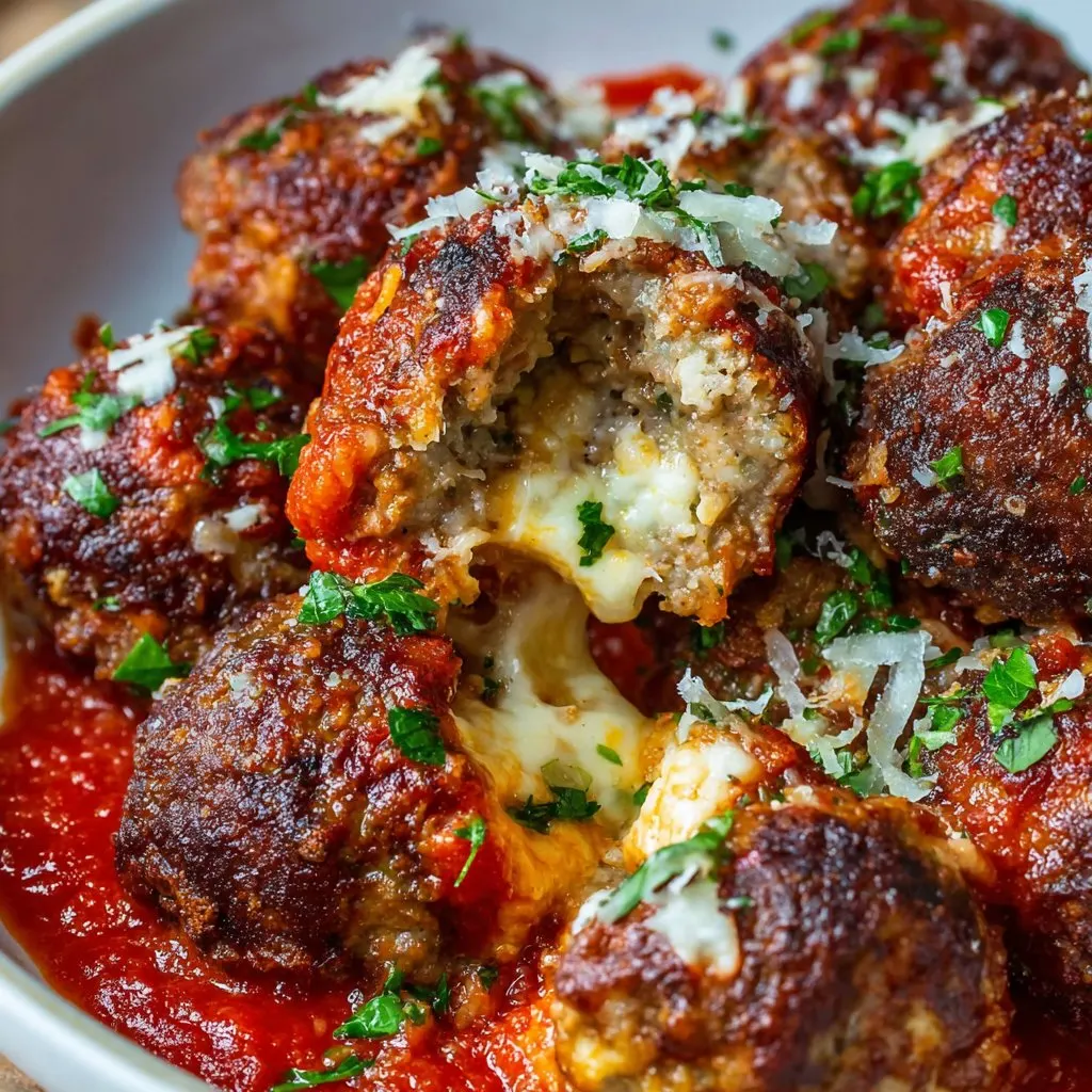 Mozzarella Stuffed Meatballs