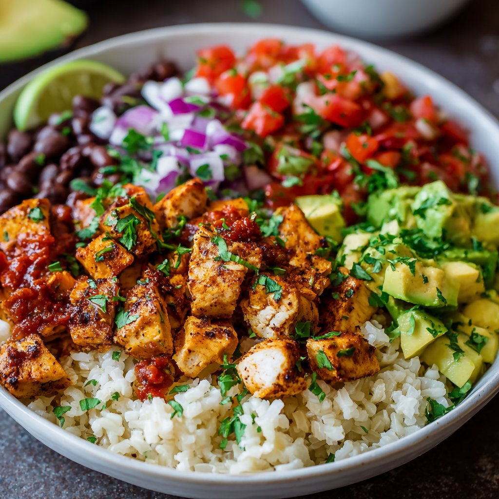 Healthy Meal Prep Chicken Burrito Bowls