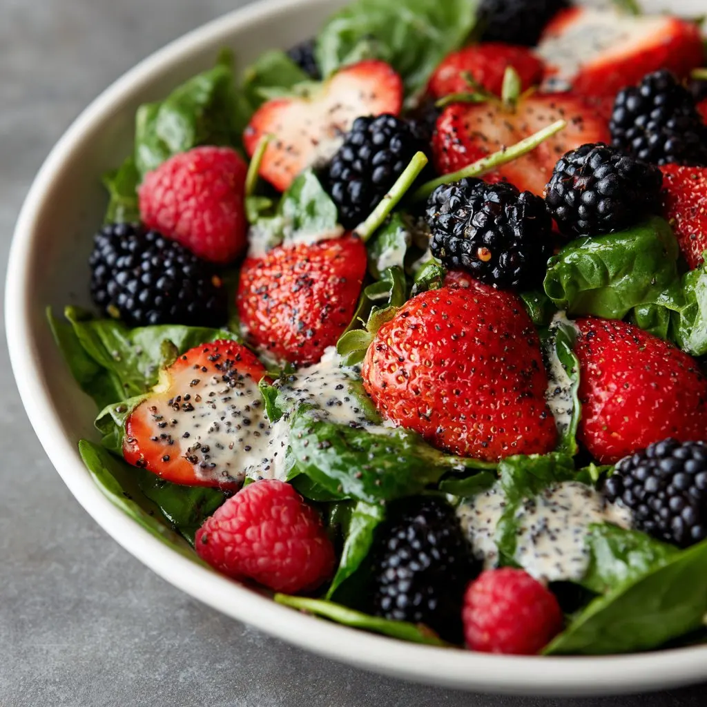 Summer Berry Spinach Salad with Poppy Seed Dressing