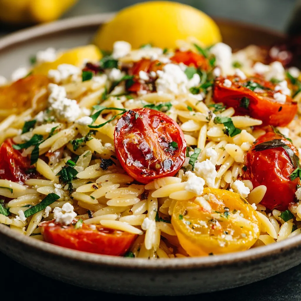 Lemon Orzo Pasta Salad with Feta and Tomatoes
