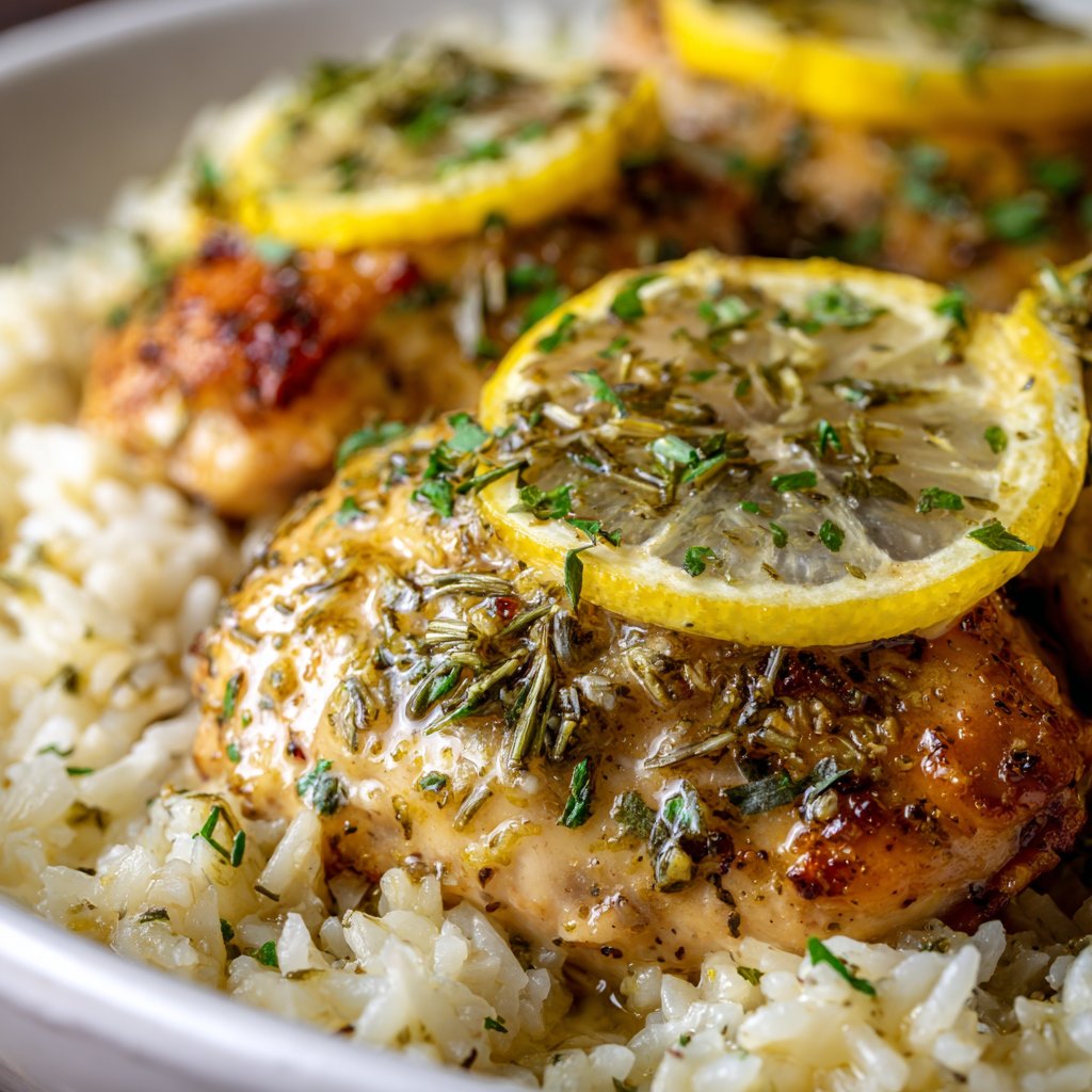 Slow Cooker Lemon Herb Chicken and Rice
