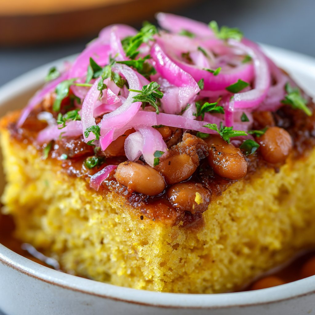 Pinto Beans Ham Hocks Cornbread And Pickled Onions