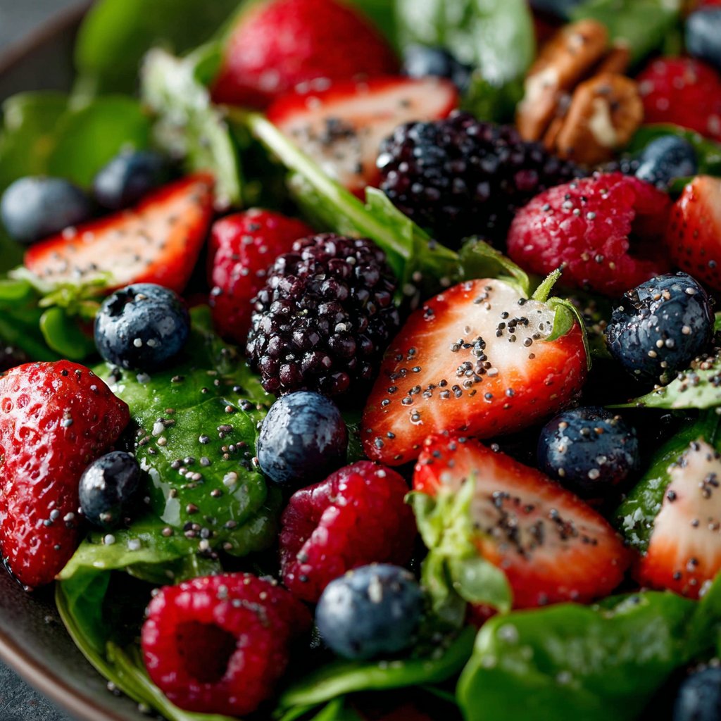 Summer Berry Spinach Salad with Poppy Seed Dressing