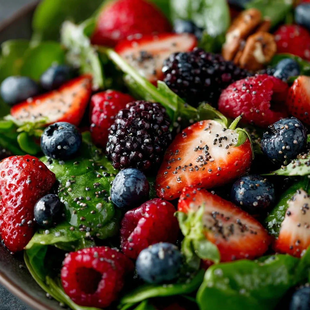 Summer Berry Spinach Salad with Poppy Seed Dressing
