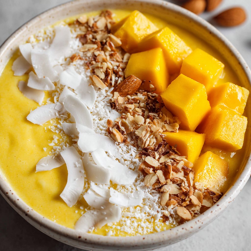 Tropical Smoothie Bowl with Coconut and Mango