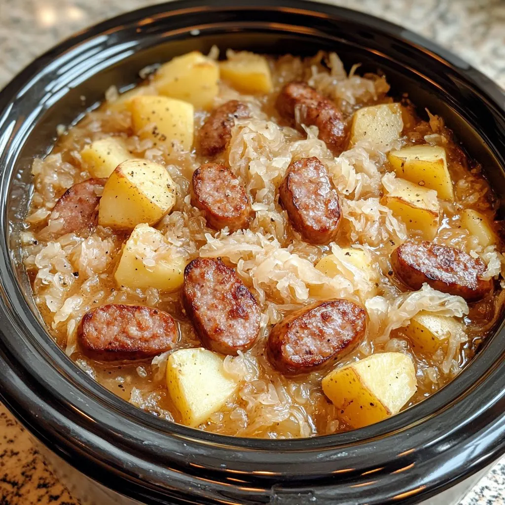 Polish sausage , Sauerkraut and potatoes